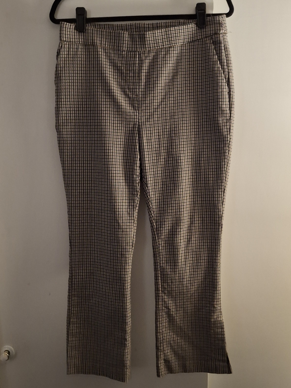 JL Jules & Leopold Women's Classic Black & Brown Micro-Check Straight Pants